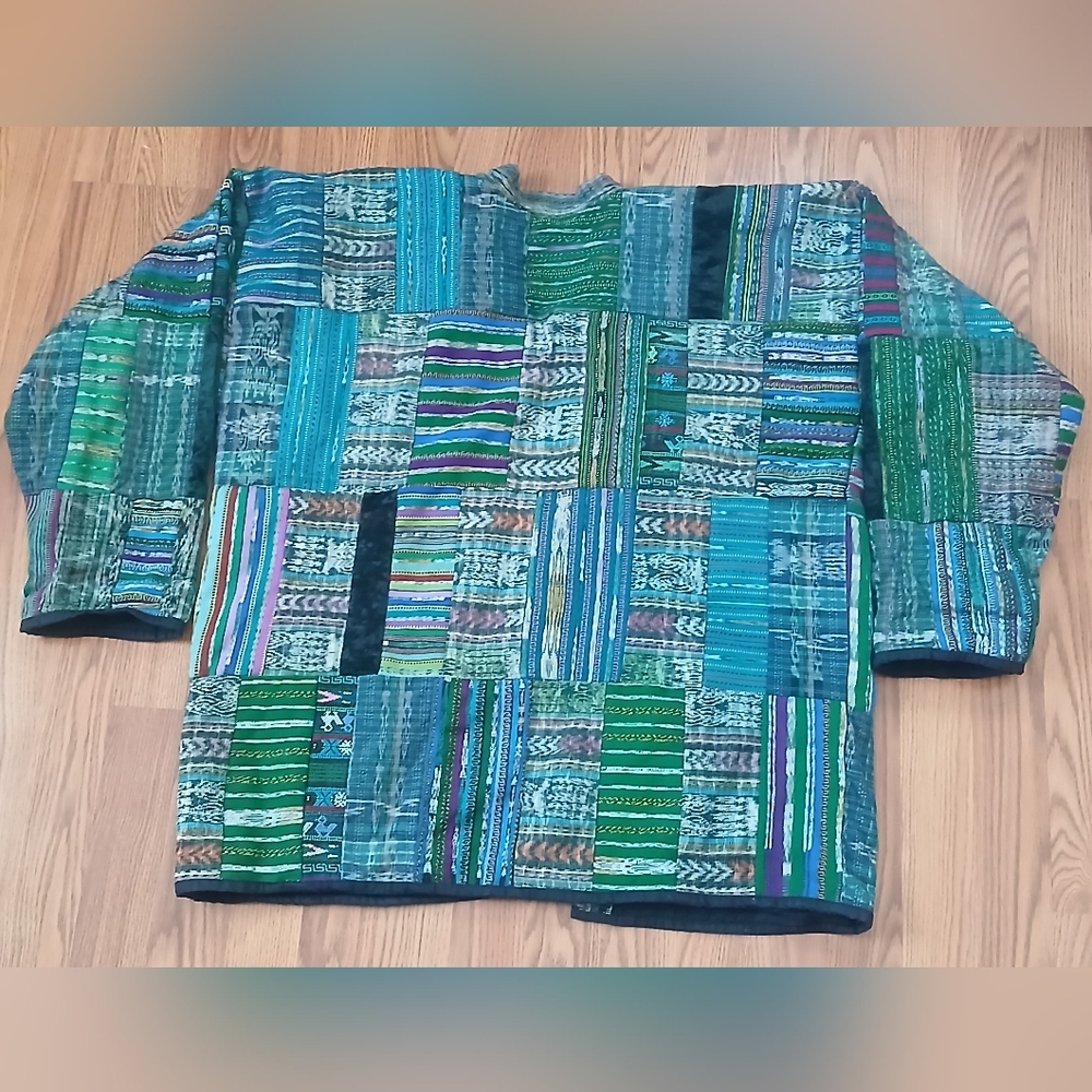 Women’s 2X Boho Patchwork Kimono Jacket Oversized… - image 3